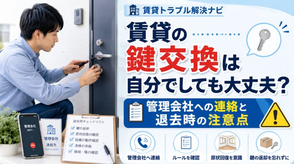 賃貸の鍵交換は自分で大丈夫？管理会社への連絡と退去時の注意点