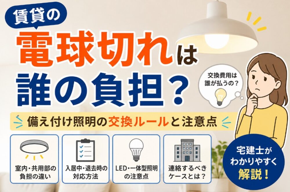賃貸の電球切れは誰の負担？備え付け照明の交換ルールと注意点