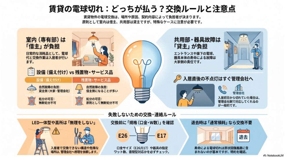 賃貸の電球切れ、費用負担は誰か