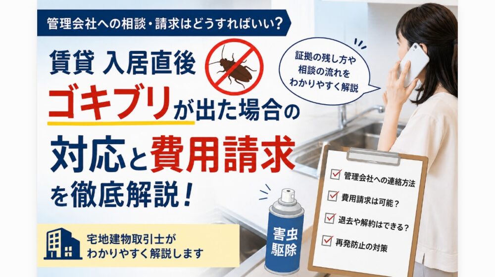 賃貸で入居直後にゴキブリが出た！初期対応と管理会社への費用請求は可能か