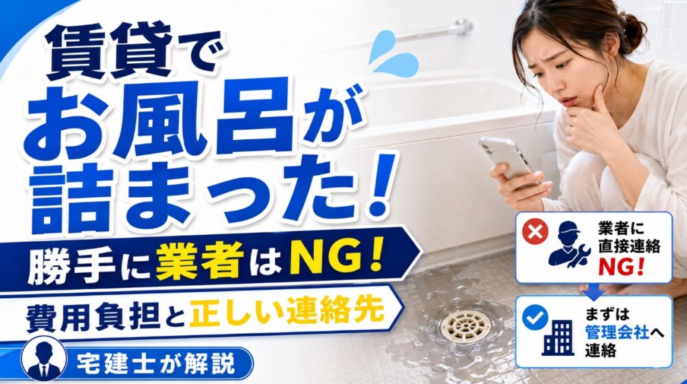 賃貸のお風呂が詰まったら勝手に業者を呼ぶのはNG！費用負担と正しい連絡先