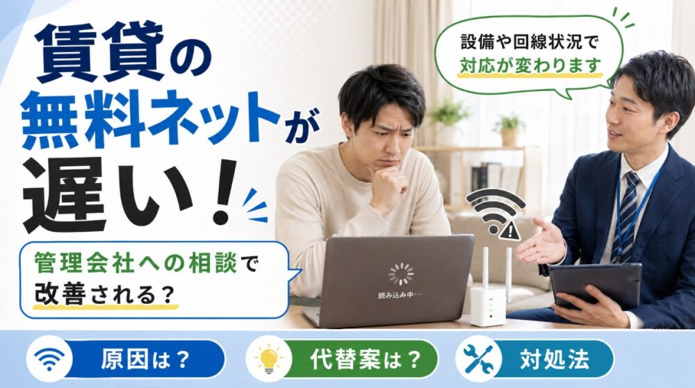 賃貸の無料ネットが遅い！管理会社へのクレームで改善される？代替案も紹介