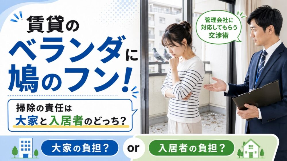 賃貸のベランダに鳩のフン！掃除の責任と管理会社に対応してもらう交渉術