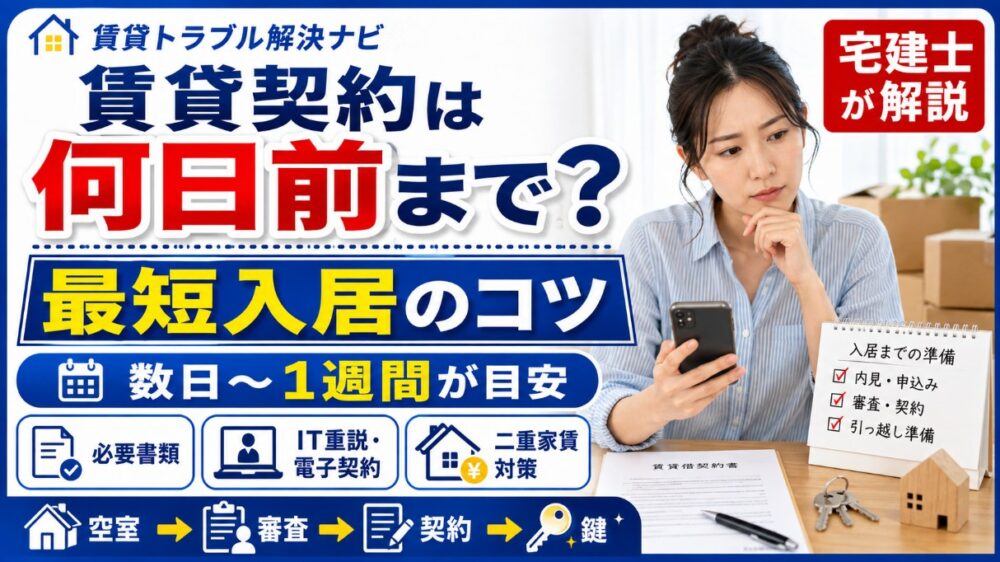 賃貸契約は何日前までにすればいい？入居までの流れと最短日数を宅建士が解説