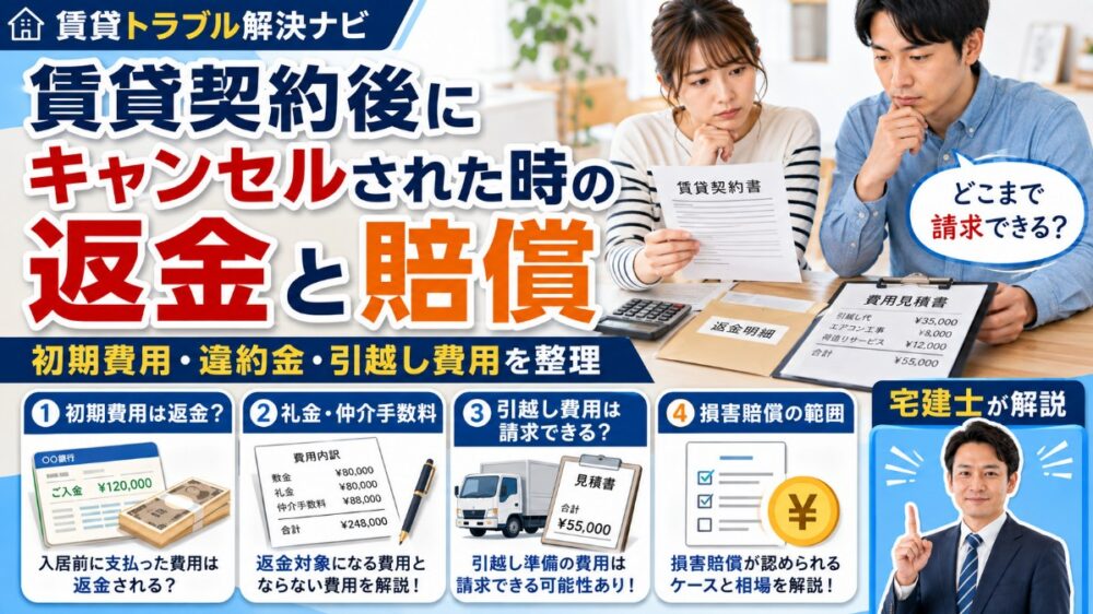賃貸契約後にキャンセルされた時の返金と賠償