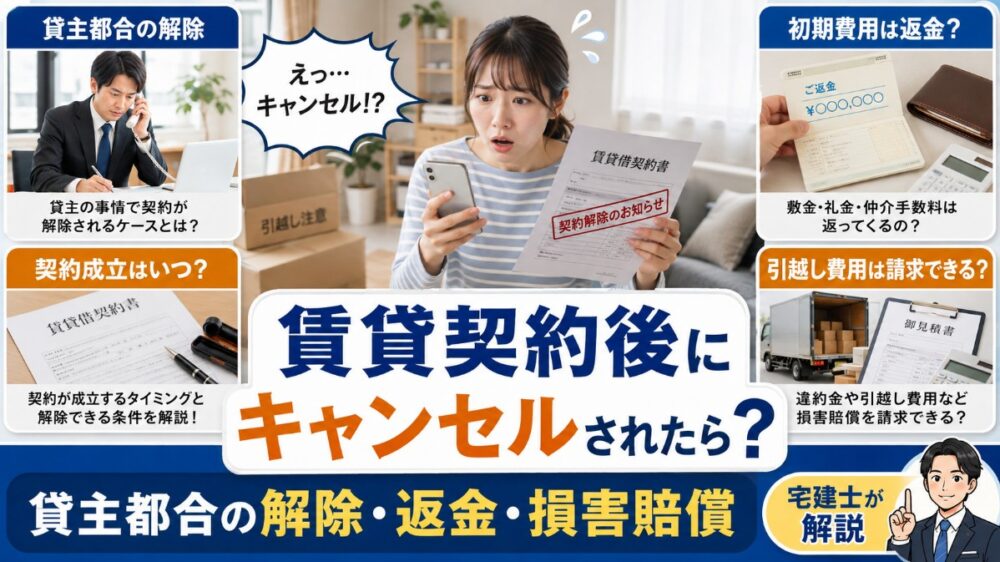 賃貸契約後にキャンセルされたらどうなる？貸主都合の解除・返金・損害賠償を【宅建士が解説】