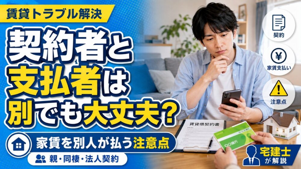賃貸の契約者と支払者は別でも大丈夫？家賃を別人が払う場合の注意点を宅建士が解説