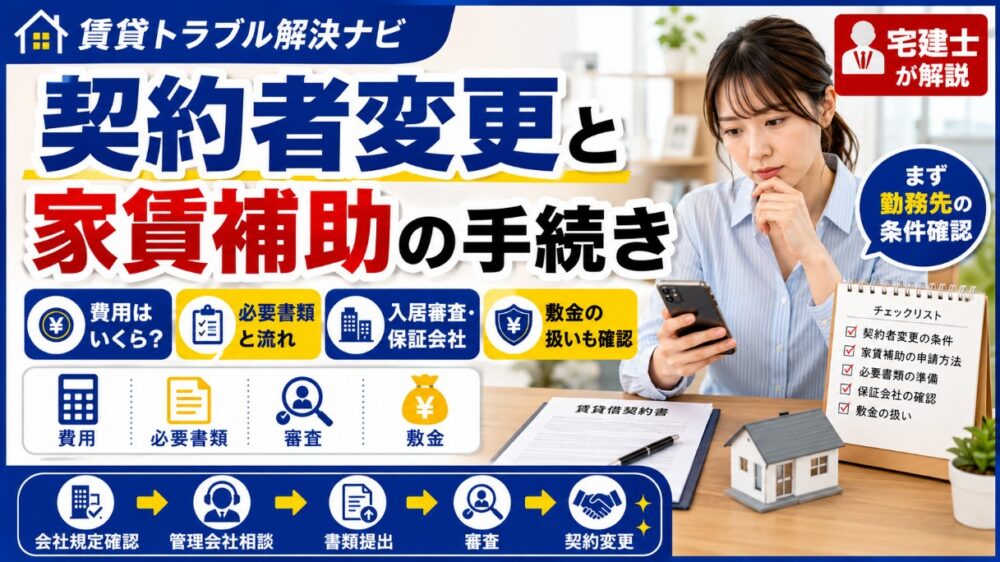 賃貸の契約者変更と家賃補助の手続き