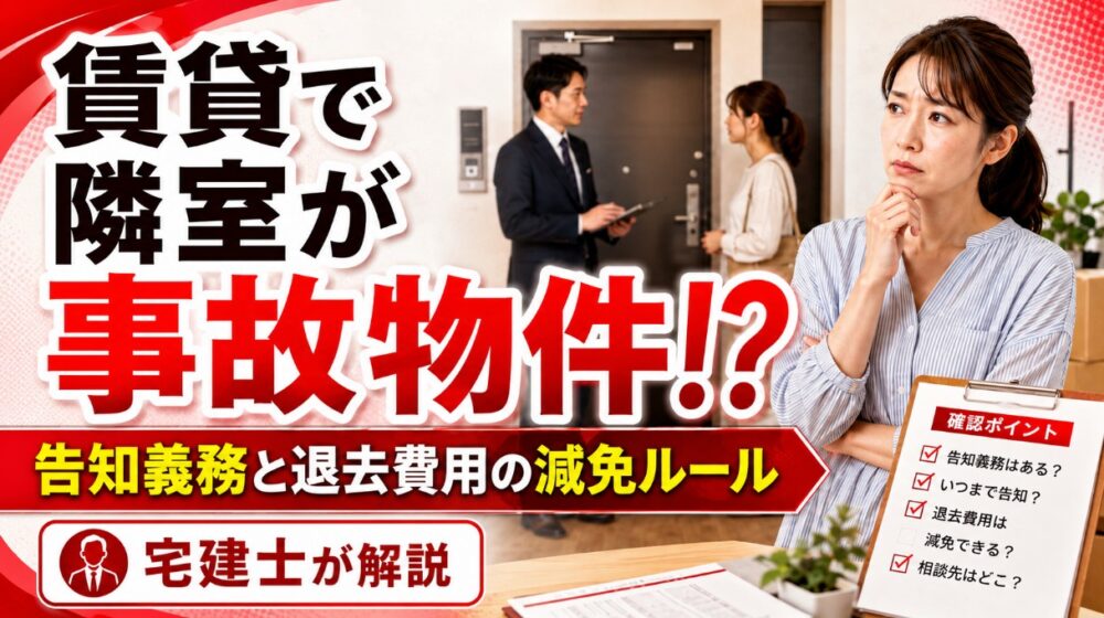 賃貸の隣室が事故物件になったら？告知義務と退去費用