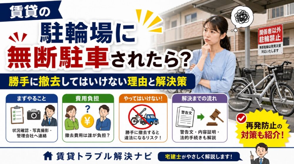賃貸の駐輪場に無断駐車されたら？勝手に撤去してはいけない理由と解決策