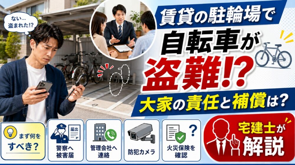 賃貸の駐輪場で自転車が盗難されたら？大家の責任と補償について宅建士が解説