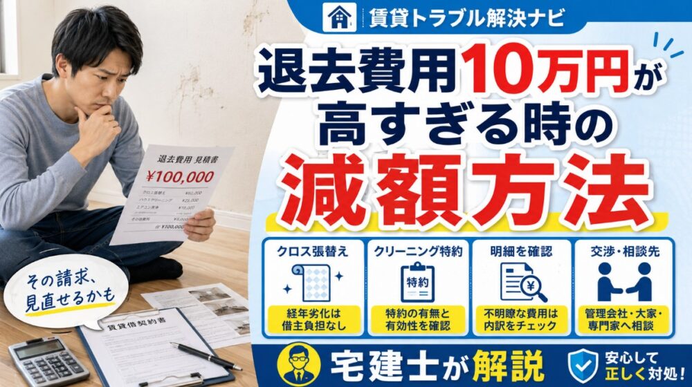 退去費用10万円が高すぎる時の減額方法