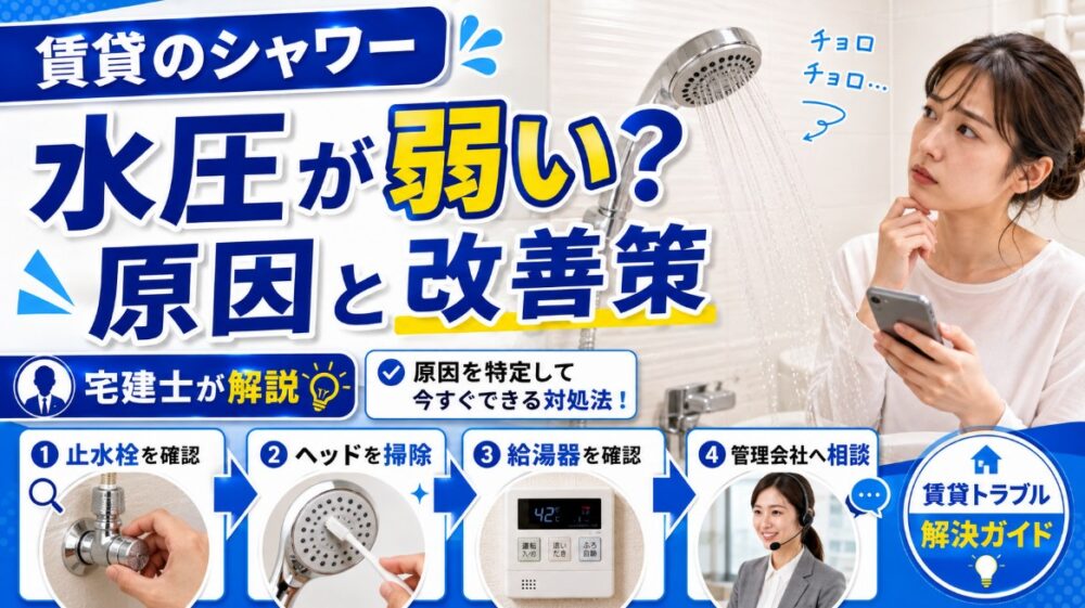 賃貸のシャワーの水圧が弱い？原因と自分でできる改善策【宅建士が解説】
