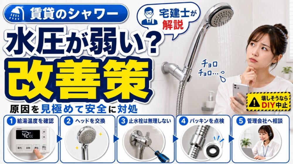 賃貸でシャワーの水圧が弱い時の改善策