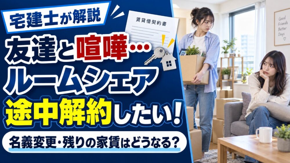 友達とのルームシェアを喧嘩で途中解約したい！名義変更や残りの家賃トラブル解決策