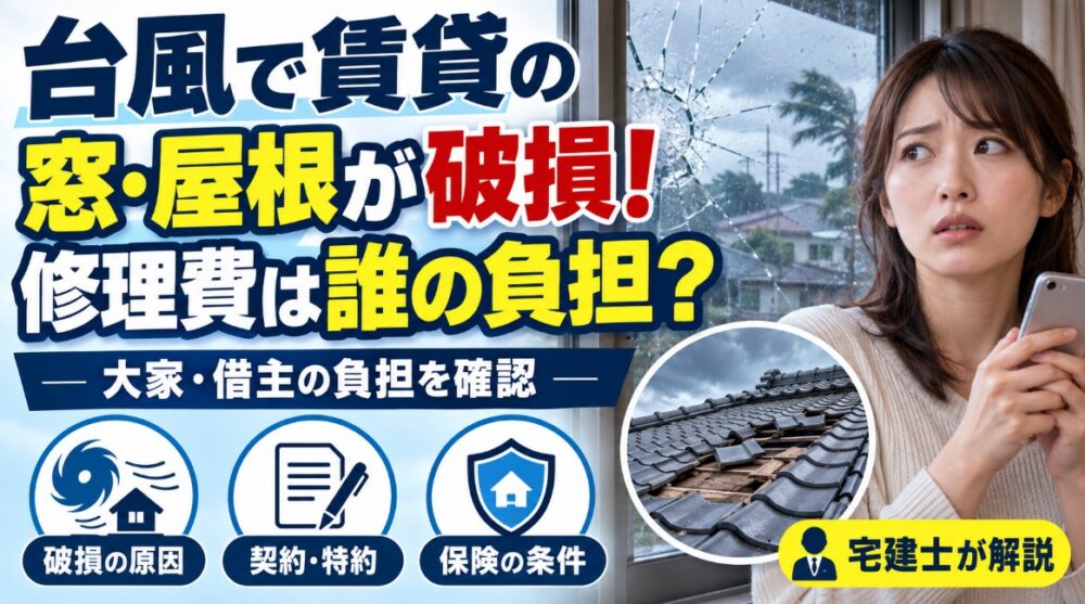 台風で賃貸の窓ガラスや屋根が破損！修理費用は大家と借主どちらの負担？