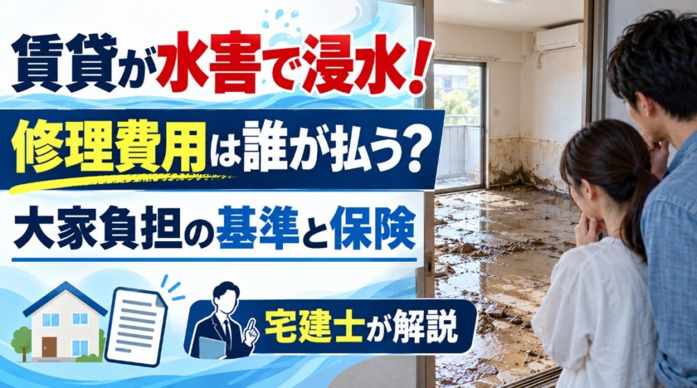 賃貸が水害で浸水したら修理費用は誰が払う？大家負担になる基準【宅建士が解説】