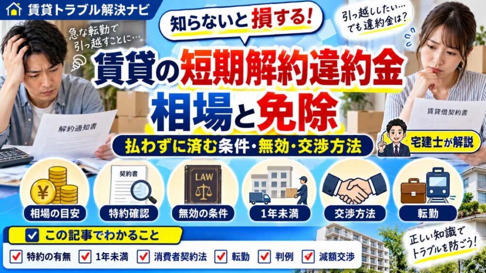 賃貸の短期解約違約金の相場と免除