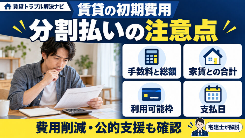 賃貸の初期費用を分割する際の注意点